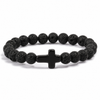 Image of Stone Cross Bracelet - Lava (Ships on or around 8-31-26)
