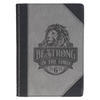 Image of Be Strong in the Lord Black and Gray Lion Faux Leather Journal - Ephesians 6:10