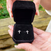 Image of 925 Sterling Silver Petite Diamond Cross Earrings