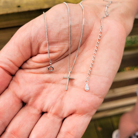 925 Sterling Silver Petite Cross Necklace