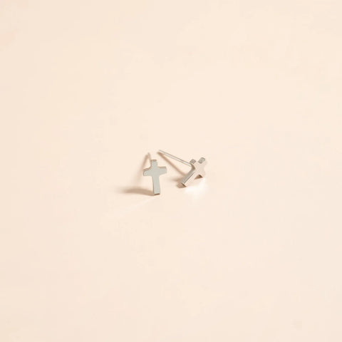 Small Stainless Steel Cross Stud Earrings