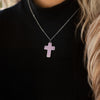 Image of Geometric Enamel Cross Necklace - Lilac