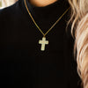 Image of Geometric Enamel Cross Necklace - Sage