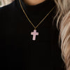 Image of (Gift-wrapped) Geometric Enamel Cross Necklace - Lilac, Gold