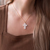 Image of (Gift-wrapped) Geometric Enamel Cross Necklace - White, Gold