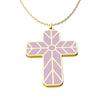 Image of (Gift-wrapped) Geometric Enamel Cross Necklace - Lilac, Gold