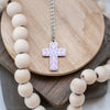 Image of Geometric Enamel Cross Necklace - Lilac