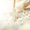 Image of (Gift-wrapped) Geometric Enamel Cross Necklace - White, Gold