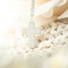 Image of Geometric Enamel Cross Necklace - White