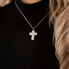 Image of Geometric Enamel Cross Necklace - White