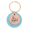 Image of Be Joyful Rose Gold Key Ring with Teal Disc