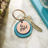 Image of Be Joyful Rose Gold Key Ring with Teal Disc