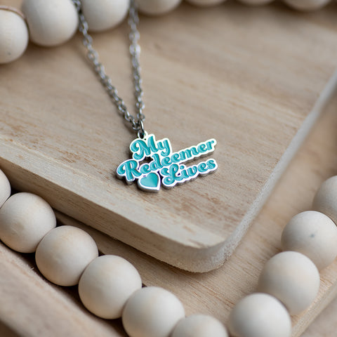 My Redeemer Lives Enamel Necklace