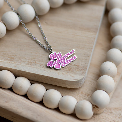 My Redeemer Lives Enamel Necklace