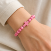 Image of Stone Cross Bracelet - Pink (Ships on or around 8-31-26)