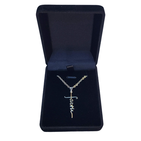 925 Sterling Silver Petite Faith Cross Necklace