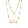 Image of "Loved" Layered Cross Charm Necklace - Stainless Steel