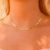 Image of Stainless Steel Herringbone Chain Necklace - Gold