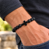 Image of Stone Cross Bracelet - Lava (Ships on or around 8-31-26)