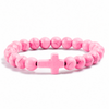 Image of Stone Cross Bracelet - Pink (Ships on or around 8-31-26)