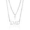 Image of "Loved" Layered Cross Charm Necklace - Stainless Steel