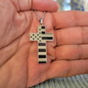 Image of (Gift-wrapped) American Flag Cross Necklace - Silver