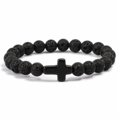 Stone Cross Bracelet - Lava (Ships on or around 8-31-26)