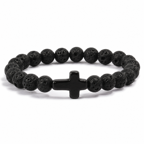 Stone Cross Bracelet - Lava (Ships on or around 8-31-26)