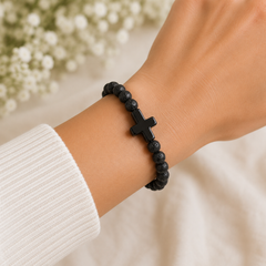 Stone Cross Bracelet - Lava (Ships on or around 8-31-26)