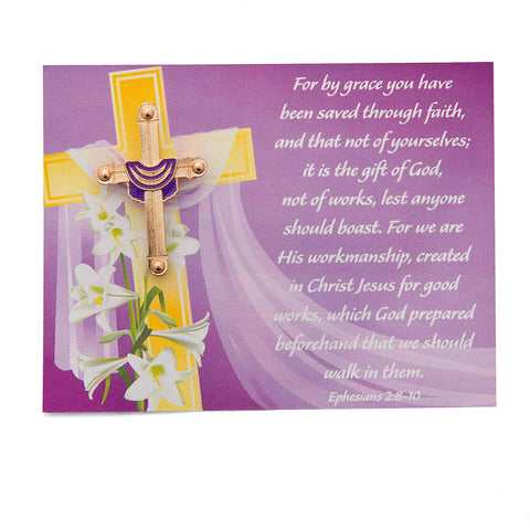 For By Grace Cross Pin w/ Card
