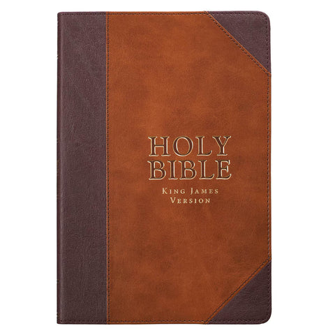 Two-tone Brown Faux Leather Large Print Thinline King James Version Bible