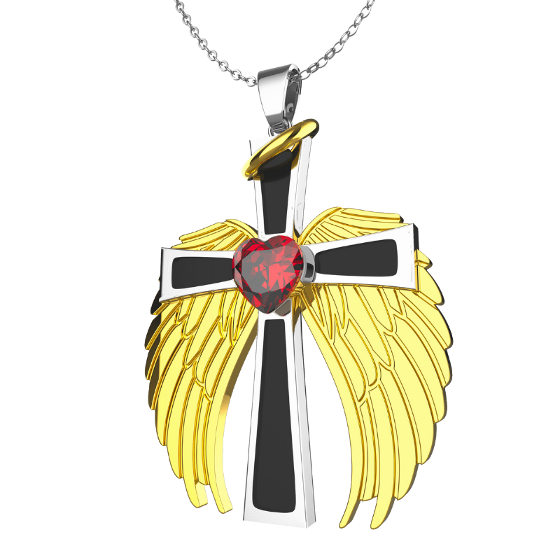 Cross with 2025 wings necklace