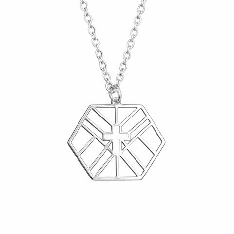 Geometric Hexagon Cross Necklace