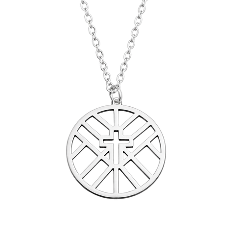Geometric Circle Cross Necklace
