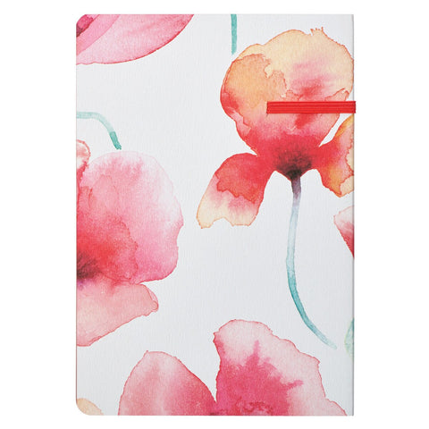 Never Give Up Coral Poppies Flexcover Journal with Elastic Closure