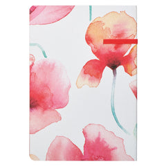 Never Give Up Coral Poppies Flexcover Journal with Elastic Closure