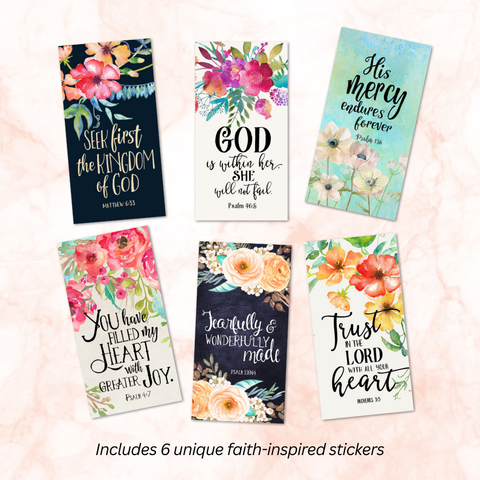 Faith-Filled Scripture Stickers 6-Pack (1.5" × 3")