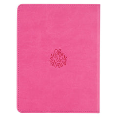 She is Brave Pink Faux Leather Handy-size Journal