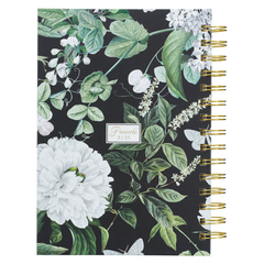 Clothed with Strength and Dignity White Floral Large Spiral Journal - Proverbs 31:25