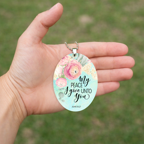 Oval My Peace Rearview Mirror Ornament