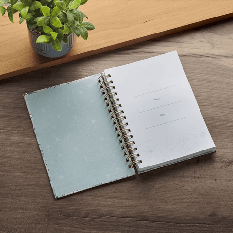 Commit to the Lord Pale Blue Floral Spiral Journal - Proverbs 16:3