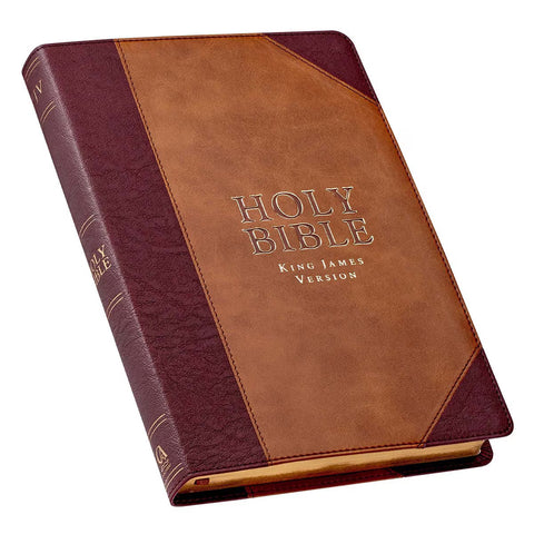 Two-tone Brown Faux Leather Large Print Thinline King James Version Bible