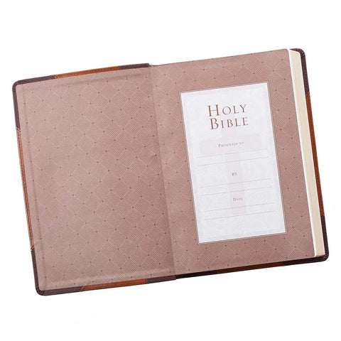 Two-tone Brown Faux Leather Large Print Thinline King James Version Bible