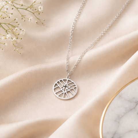 Geometric Circle Cross Necklace