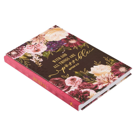 All Things Are Possible Burgundy Floral Quarter-bound Journal