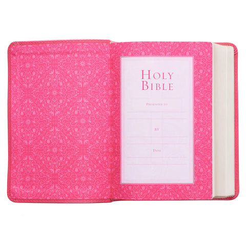 Pink Faux Leather Large Print Compact King James Version Bible