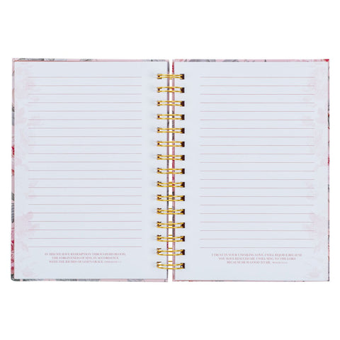 More Precious than Rubies Pink Floral Large Spiral Journal - Proverbs 31:10