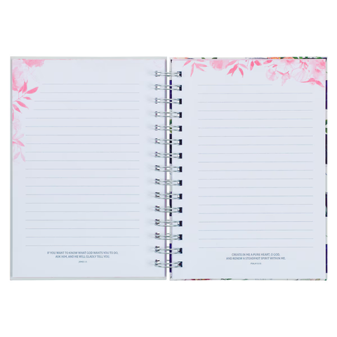 Bless You and Keep You White and Pink Floral Spiral Journal - Numbers 6:24-25