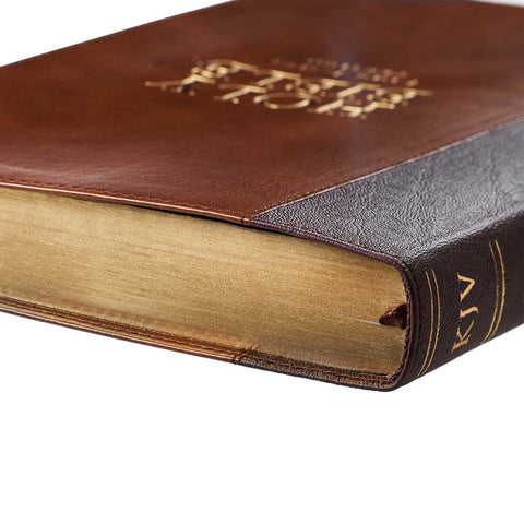 Two-tone Brown Faux Leather Large Print Thinline King James Version Bible
