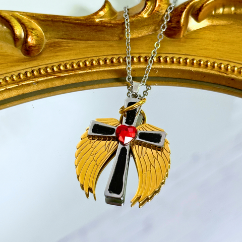 Cross Necklace With Angel Wings